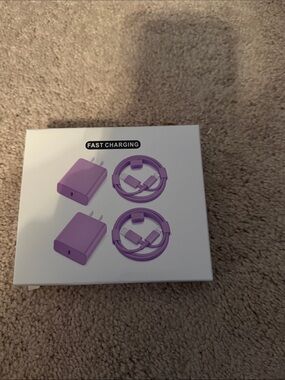 Fast Charging Purple USB Wall Charger and Cable Set